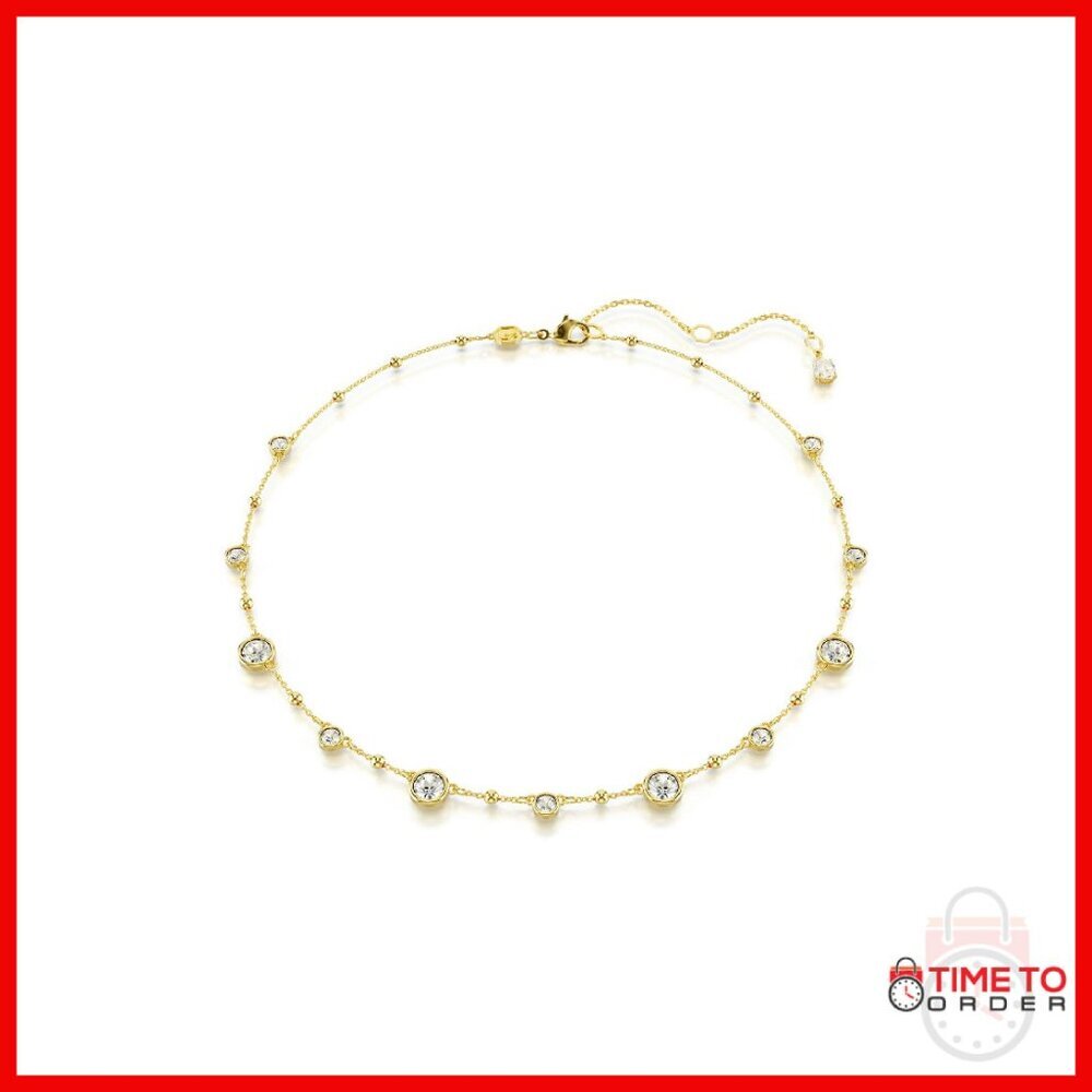 Gold-Tone Crystal Necklace With Lobster Clasp, 14.96 Inches